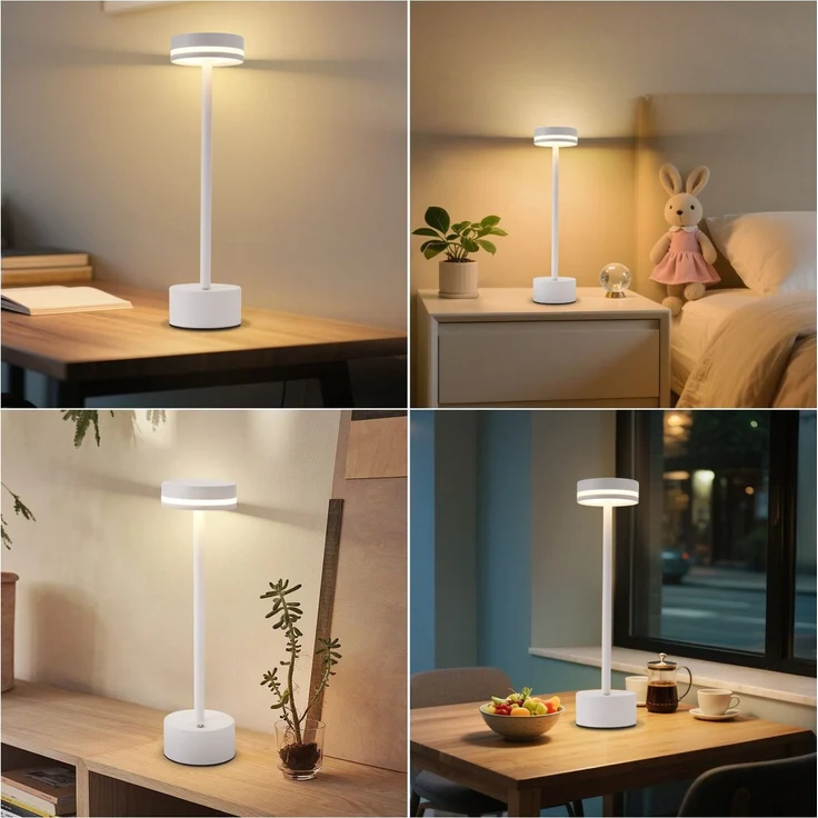ZMH Tischlampe Kabellos LED Tischleuchte Akku - Nachttischlampe Dimmbare mit USB-C Aufladbar Batterie Touch- Lampe Weiß Tischlampen -für Schlafzimmer Esszimmer Büro-2ER – Bild 7