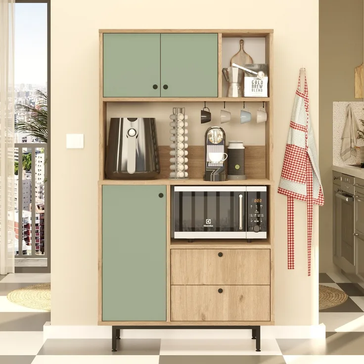 Skye Decor 'LAT3-SY' Mehrzweckschrank, Eiche / Grün, 88 x 161,2 x 35,5 cm