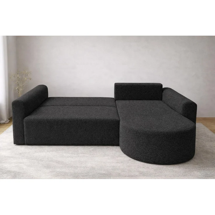 KRISAN MÖBEL Ecksofa GLOW in Schwarz Stoff QUELLE 255 x 75 x 182 cm Modernes Design trifft auf höchsten Komfort – Bild 4