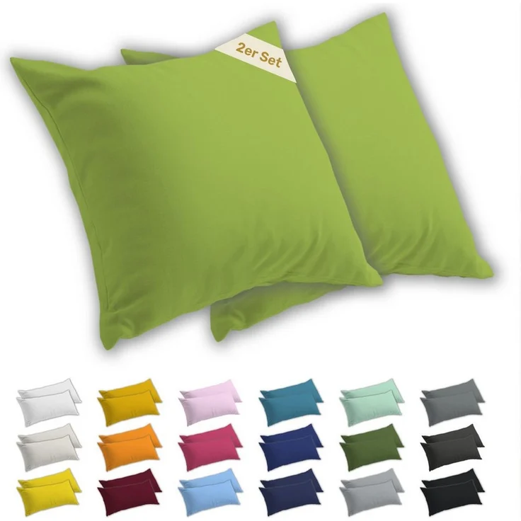 Lavea Kissenbezug 2er Set Kissenhülle Jersey, 100% Baumwolle, Kissenbezüge, (2 Stück), allergikerfreundlich - sicherer YKK-Reißverschluss - waschbar 60°C – Bild 5