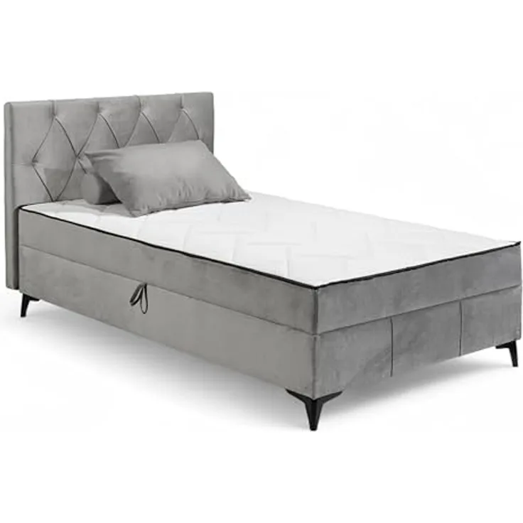 CORNWILL Boxbett 120x200, Grau - Modernes Einzelbett mit Bettkasten - 121 x 102 x 210 cm (B/H/T)