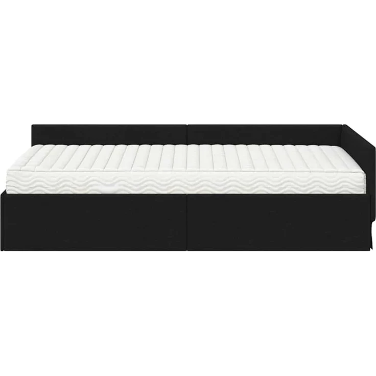 vidaXL Eckbettgestell mit Matratze 2 stk. Schwarz 90 x 200 cm Stoff 3393599 – Bild 6