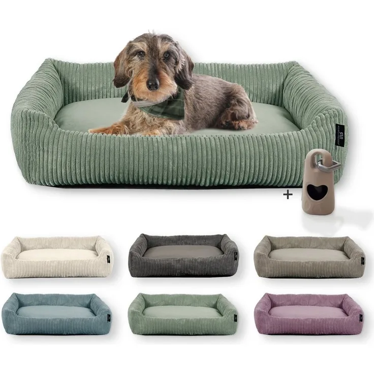 Rohrschneider Tierbett Hundebett Hundekorb Cordstoff, inkl. Gassibeutel