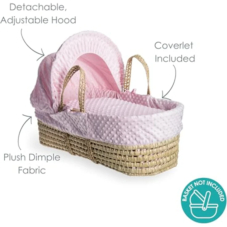 Clair de Lune Dimple Babykorb-Dressing-Set (Korb Nicht im Lieferumfang enthalten) – (Rosa) – Bild 4