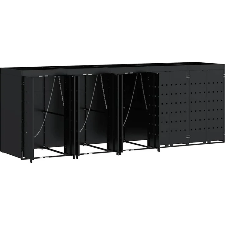vidaXL Wagenmüllbehälter für 5 Behälter Schwarz 340 x 77,5 x 121,5 cm 3394741 – Bild 6