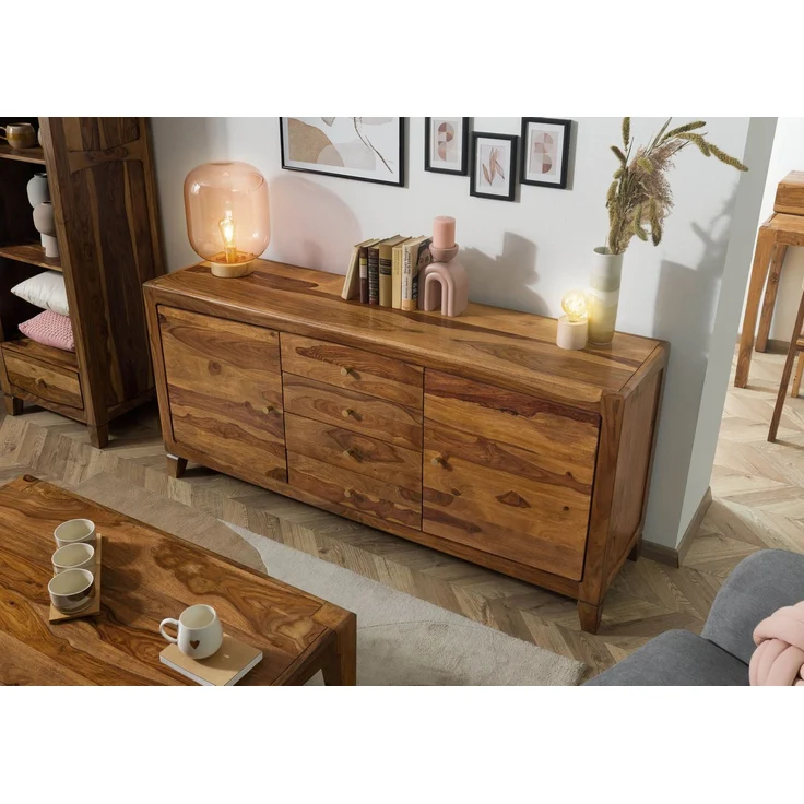 Sideboard Sheesham 175 x 45 x 80 braun lackiert ANCONA #123 – Bild 2