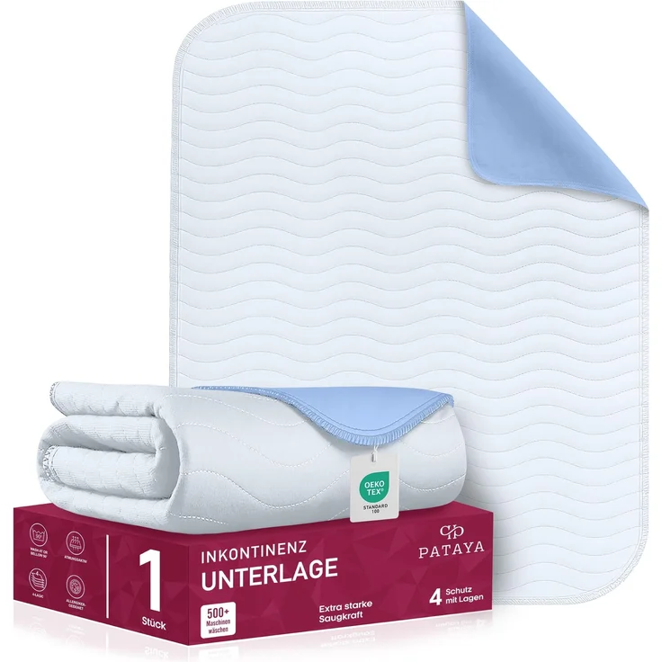 Pataya Inkontinenzunterlage waschbar 90x160 - wasserdichte Matratzenschutz Matratzenauflage nässeschutz Bett Inkontinenzauflage Bettunterlage (90x160 cm) – Bild 1