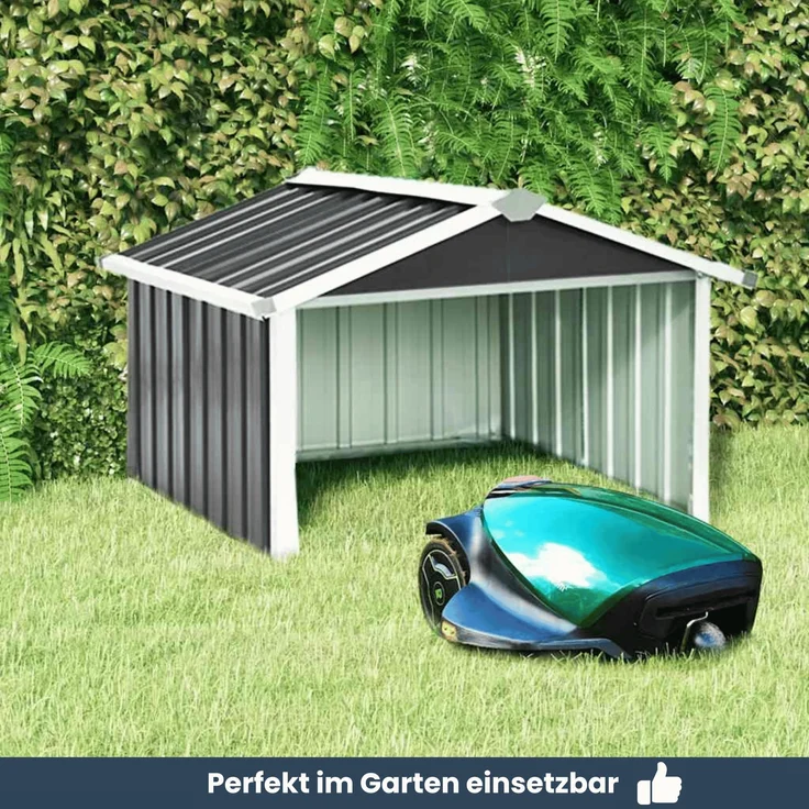 DELUKE® Mähroboter Garage aus Metall - 92x97x63cm | Dach Carport Überdachung für Rasenmäher Rasenroboter Automower Garten Mährobotergarage Regenschutz für Rasenmäher, Anthrazit – Bild 6