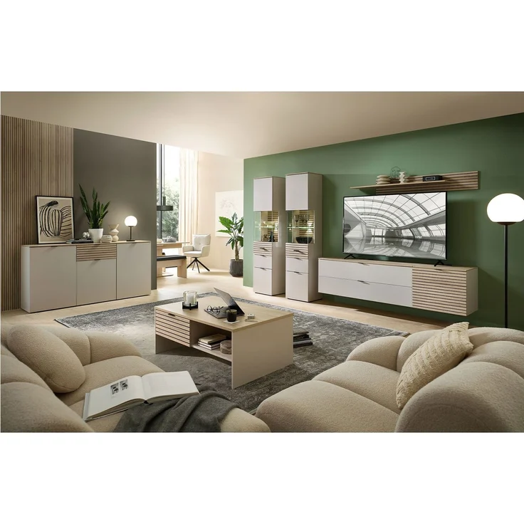Vitrine Inka / Ina, Holzwerkstoff, Beige, 45 x 200 x 36 cm – Bild 6