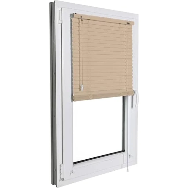 Sonello Jalousie Klemmfix ohne u. mit Bohren 30cm x 100cm Beige Aluminium Jalousette, Klemmfix, Inkl. Halterung für Decken- u. Wandmontage Alu Jalousie Fenster u. Tür, Blickdicht freihängend – Bild 5