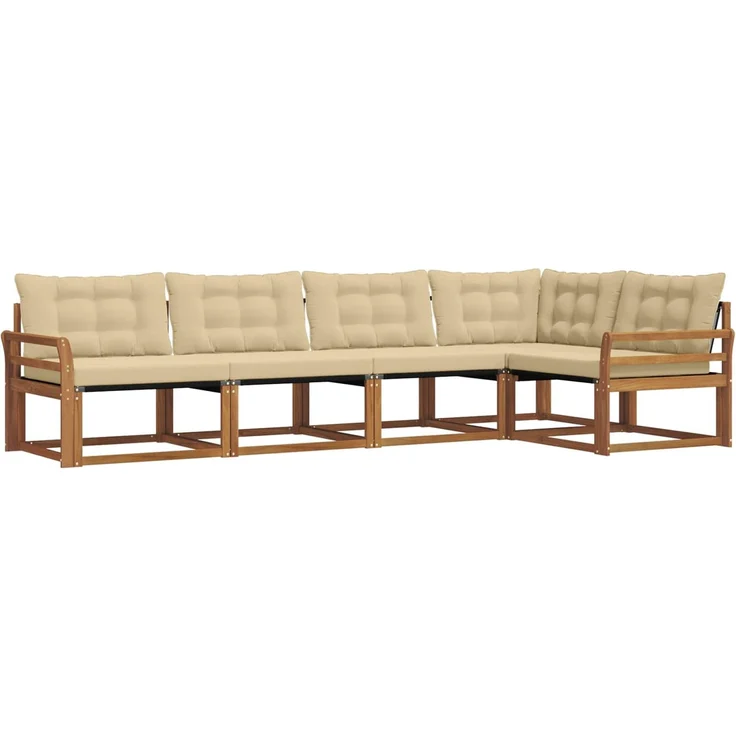vidaXL Outdoor-Sofagarnitur 5 stk. 5-Sitzer Natur und Beige 3369460 – Bild 2