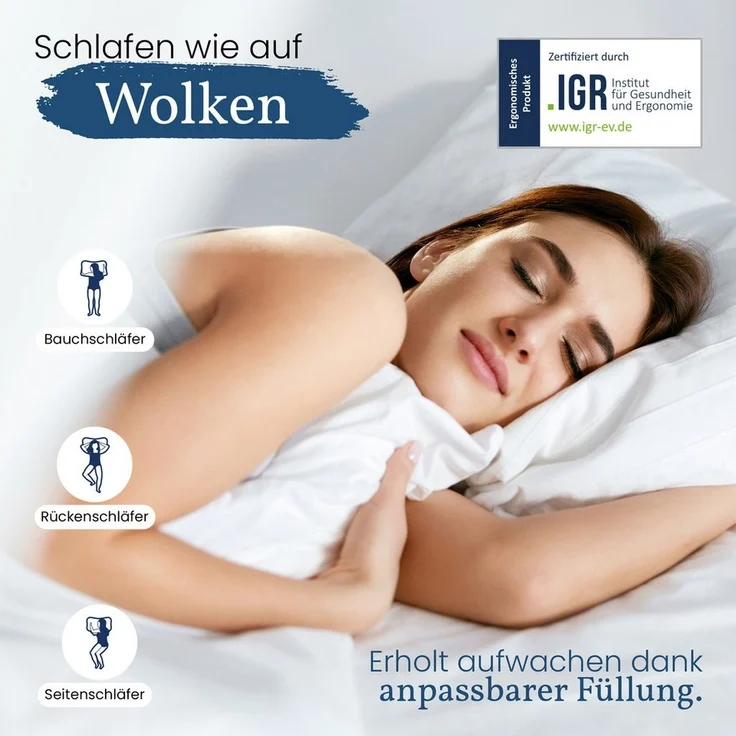 Gentle North Microfaserkissen Kopfkissen in Hotelqualität - Einzeln oder im 2er Set - 60° Waschbar, Füllung: Polyester, Rückenschläfer, Seitschläfer, Bauchschläfer, Comfort, Reißverschluss für Füllung - Made in EU - allergikerfreundlich – Bild 2