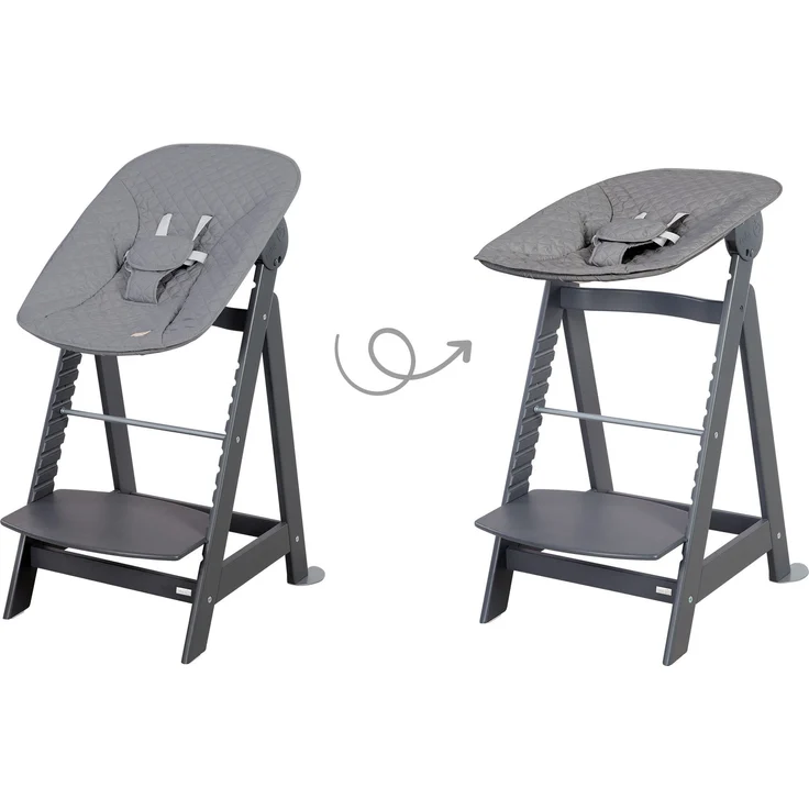 roba Born Up Babyhochstuhl - Set 2in1 inkl. Neugeborenenaufsatz 'roba Style anthrazit' - Mitwachsender Hochstuhl mit Liegefunktion - Ab Geburt - Anthrazit – Bild 13