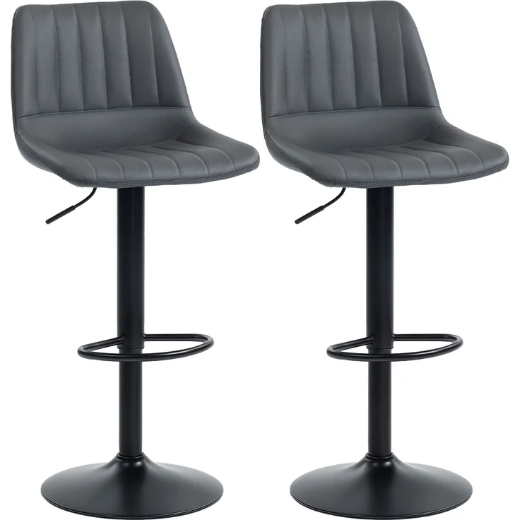 Barhocker 2er-Set im Retrodesign, mit Fußstütze, höhenverstellbar, 43 cm x 49,5 cm x 111 cm--Dunkelgrau--111x49.5x43cm--YOUDENOVA – Bild 2