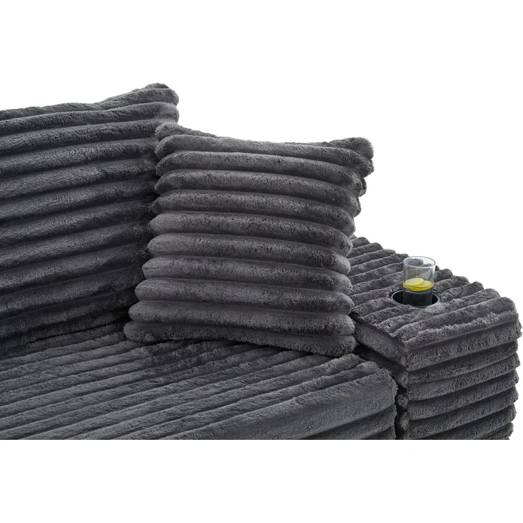 ZUBALIYA Schlafsofa 98x87 cm, mit Stauraum, mit Treppe, mit Leiter, mit Cordbezug, mit Schaumstoffpolsterung, Dunkelgrau – Bild 18