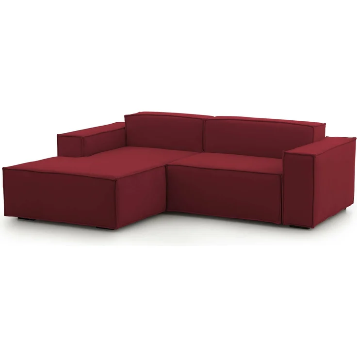 Dmora Sofa mit Halbinsel Alhoa, modulares 2-Sitzer-Sofa mit linker Halbinsel, Stoffsofa, 100 % Made in Italy, 220 x 170 x 70 cm, Rot – Bild 1
