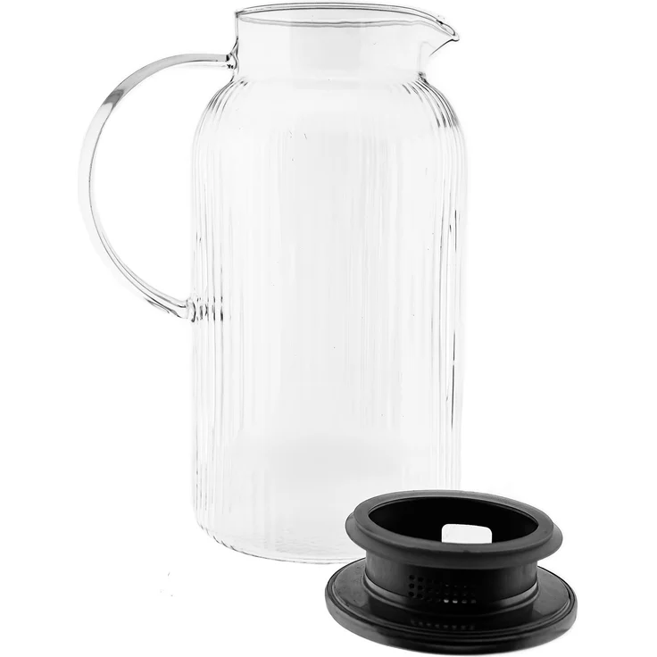 Glaskaraffe "Freya Caraffa" aus hochwertigem Borosilikatglas mit Deckel - 1800ml – Bild 2