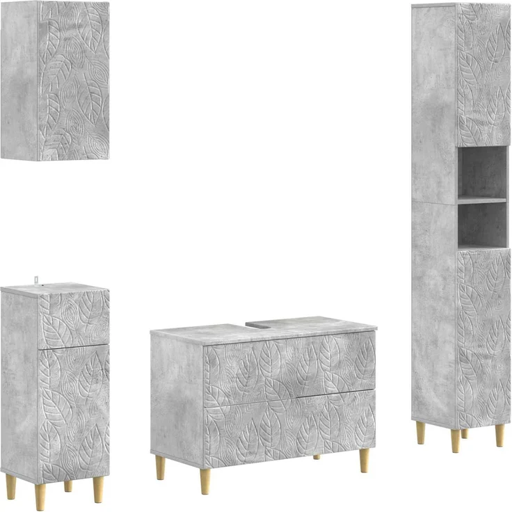 vidaXL 4-teiliges Badezimmer-Schrank-Set DELFT Betongrau Holzwerkstoff 3417948 – Bild 2