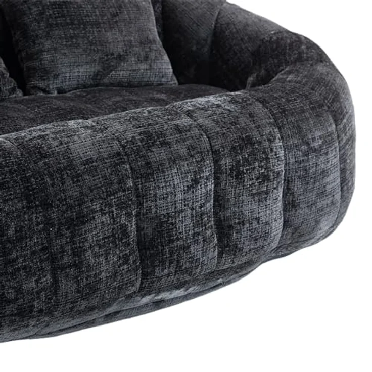 Ball & Cast Sitzsack, Durable Komfort Chenille Lazy Bag, Beanbag Chair mit 2 Kissen für Schlafzimmer, Büro, Schwarz, 2 Sitze – Bild 10