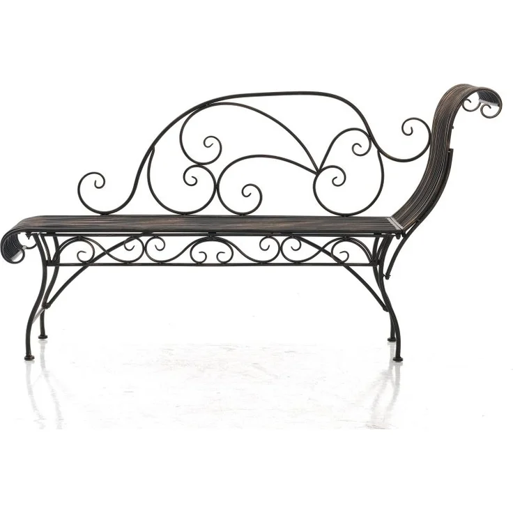Gartenbank SIZON - Metall Bronze 156x46x78 cm | Gartenliege Metall Sonnenliege Antik Vintage Gartenstuhl Lang 1 Sitzer – Bild 2