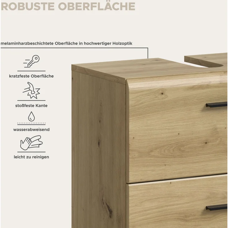 Waschbeckenunterschrank (B/H/T: 60x55x30 cm) in Artisan Oak Nachbildung und Artisan Oak Nachbildung – Bild 9