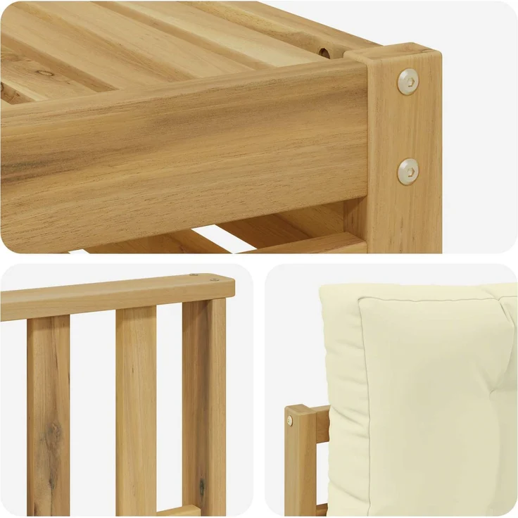 vidaXL Outdoor-Sofagarnitur 7 stk. 6-Sitzer Weiß und Creme Polyester 3390075 – Bild 5