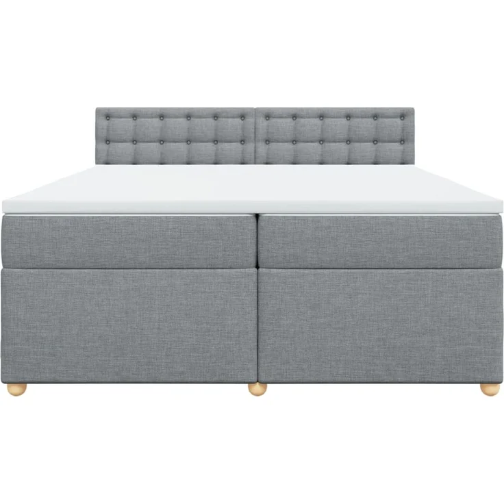 vidaXL Boxspringbett mit Matratze Hellgrau 200x200 cm Stoff 3289101 – Bild 6