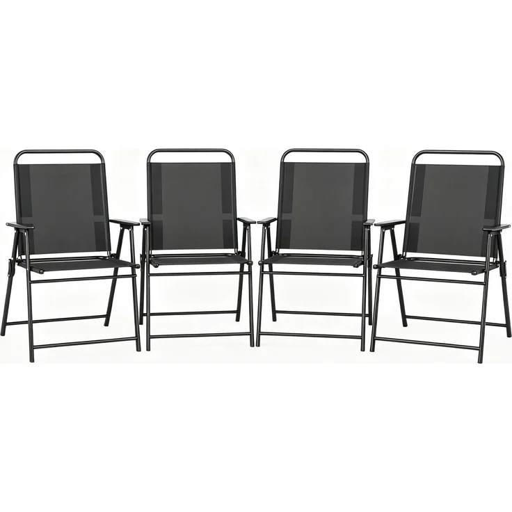 Vielseitiger Freizeitstuhl,Klappbarer Outdoor-Stuhl mit hoher Rückenlehne und Armlehnen,Leichter Faltstuhl(nur mit 4pcs Stuhle)--Schwarz--65x60x94cm--YOUDENOVA – Bild 2