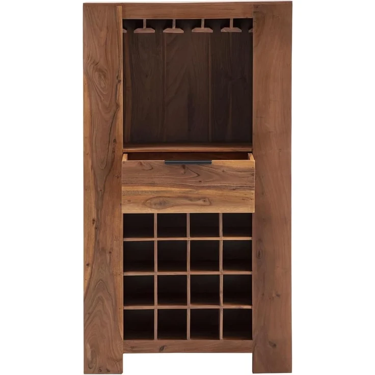 Highboard Osbon aus Massivholz mit Flaschenregal, Glasaufhängung und Schublade – Weinschrank für Wohnzimmer, Küche oder Hausbar – Bild 5