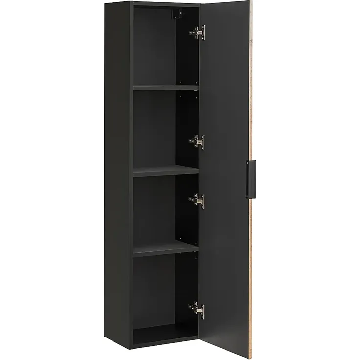 Vente-unique - MADELA Badezimmersäule und -regal Holz, Platte SchwarzBeige - B 25 cm x H 140 cm x L 35 cm – Bild 5