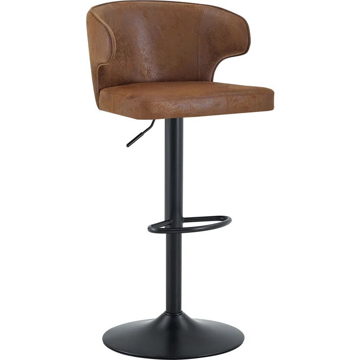 2er Set Barhocker mit Lehne Höhenverstellbar, 360° Drehbar Barstuhl mit Großem Sockel & Fußstütze, Modern Küchenhocker für Bar Küche Theke (Nur Stühle)--Braun--49.7x45x110cm--YOUDENOVA – Bild 9