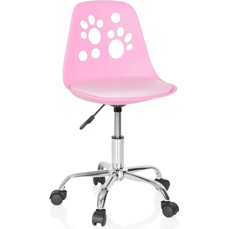 hjh OFFICE 742004 Kinderdrehstuhl Fancy I Kunstleder Pink mitwachsender Drehstuhl im peppigen Design