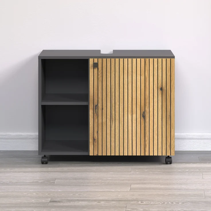 Waschbeckenunterschrank Bliss in Evoke Eiche und grau 80 cm – Bild 4