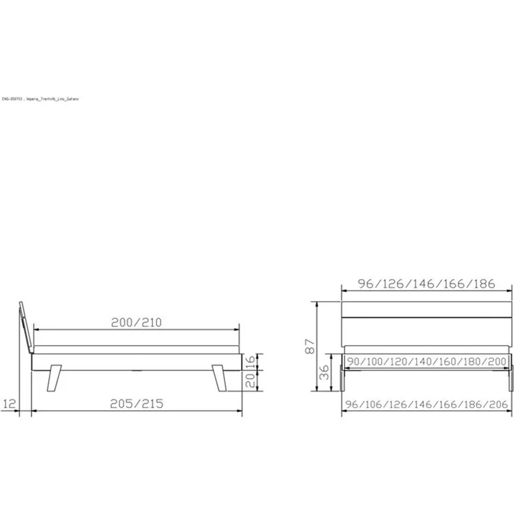 Hasena Bett Imperia Weiß mit konischen Holzfüßen 160x210 cm, Fußhöhe 20 cm MDF weiss deckend – Trento – Bild 5
