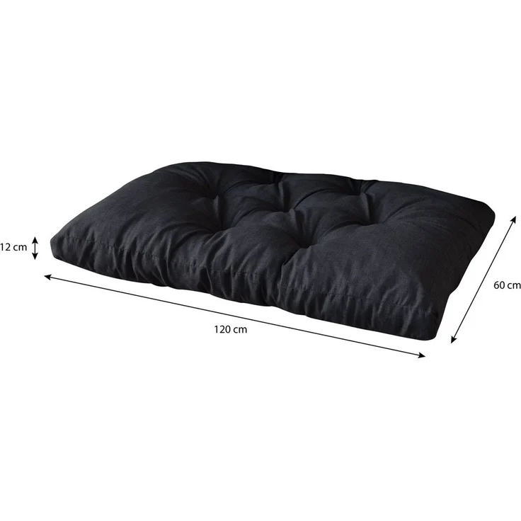 sunnypillow Sitzkissen Palettenkissen gesteppt Sitzkissen 120 x 60 x 12 cm, Schwarz – Bild 2