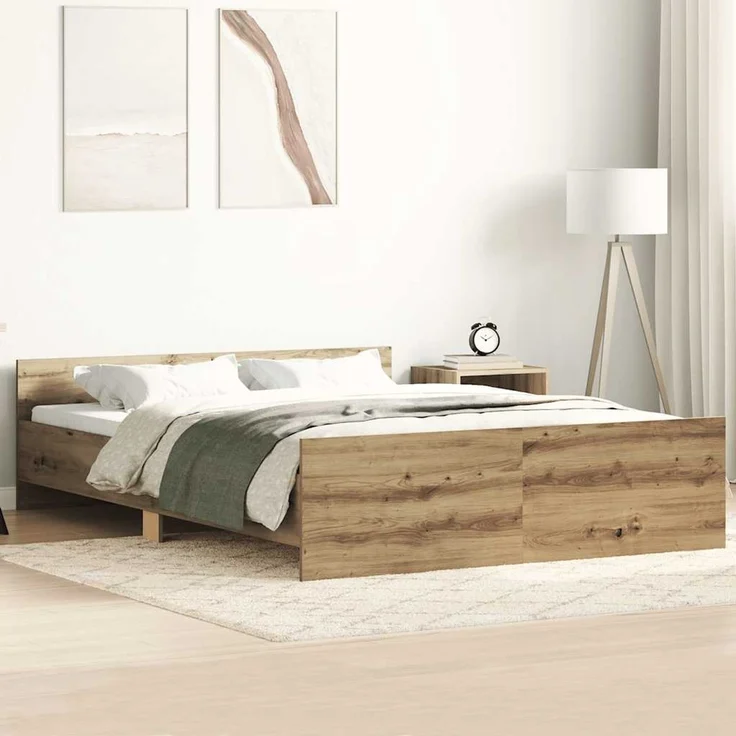 vidaXL Bettgestell ohne Matratze Artisan-Eiche 120x200cm Holzwerkstoff 3328733 – Bild 1