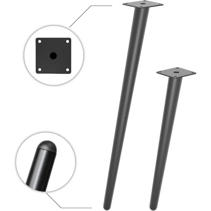 Prima-Online Tischbein Metallbeine Schräg H: 45cm / 65cm Schrankfuß Metall Schwarz Sofafuß – Bild 7