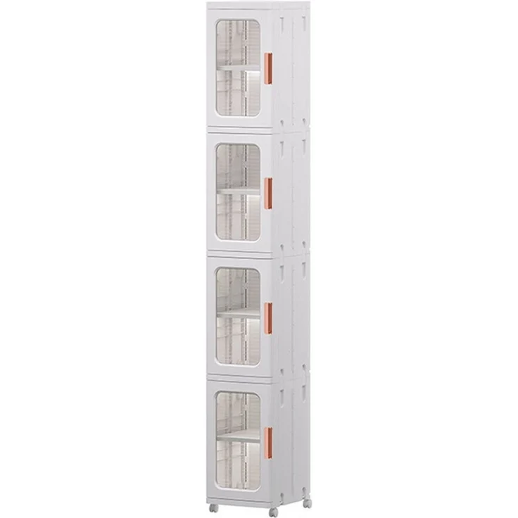 TUWENA Badkommode 3/4 Etage Badezimmerschrank, Schmal Badschrank Hochschrank mit Rädern, Schrank Toilettenpapier, Platzspare Kunststoffschrank, Beistellschrank – Bild 1