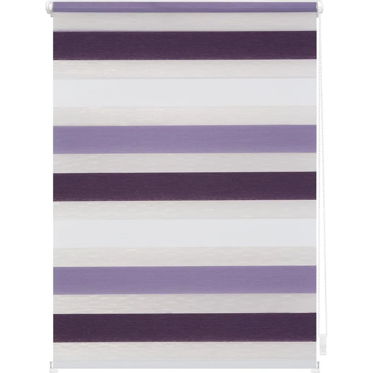 Lichtblick Doppelrollo Klemmfix ohne Bohren, Streifen Bunt, Blickdicht, Klemmträger-Montage, Sichtschutz, Wandmongtage, Deckenmontage, für Fenster und Türen Violett - Lila - Weiß,45x150 cm (B x L)
