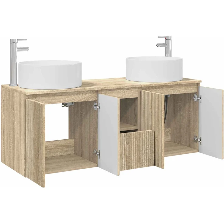 vidaXL Badezimmerschrank-Set 3 stk. Sonoma-Eiche 129 x 44,5 x 80 cm 3405739 – Bild 4