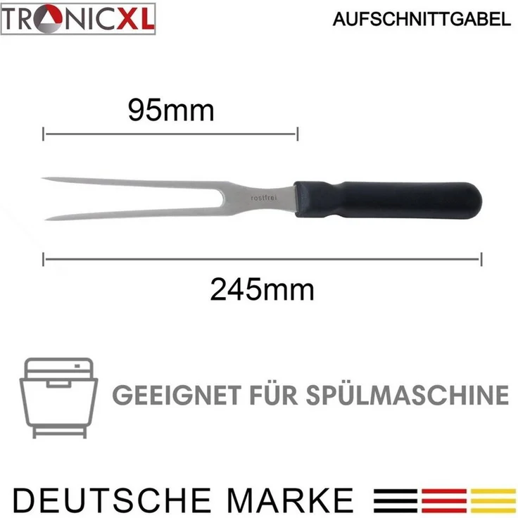TronicXL Fleischgabel, 2 Stück, Chrom/Kunststoff, Silber/Schwarz, 24,5 cm – Bild 2