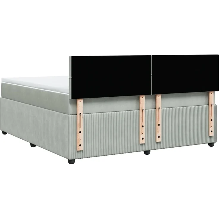 vidaXL Boxspringbett mit Matratze Hellgrau 180x200 cm Samt 3287806 – Bild 10