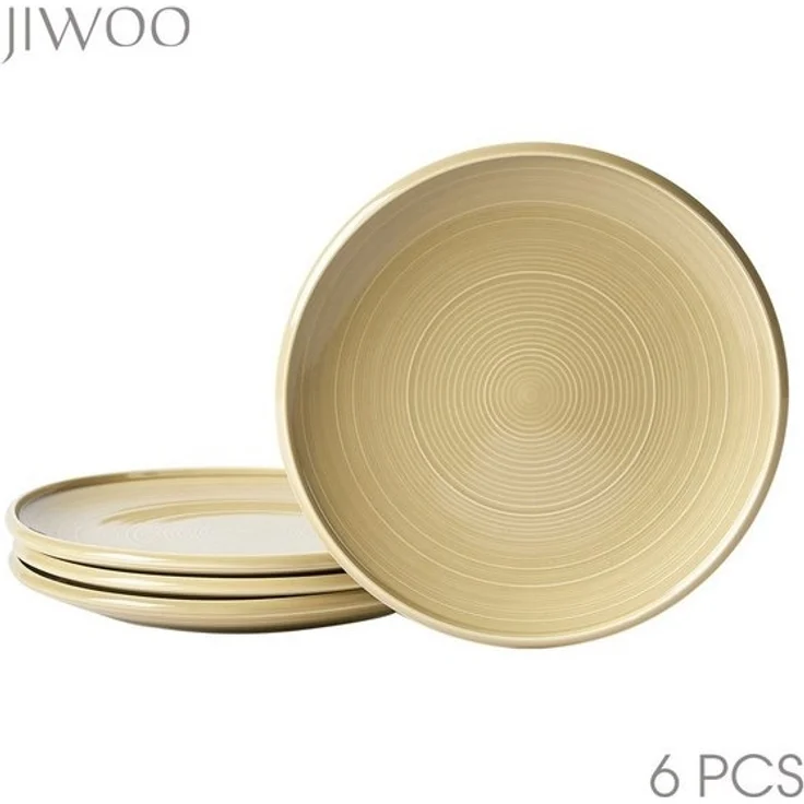 JIWOO Speiseteller 4er Ø21,8cm, Frühstücksteller Pastateller Teller Brotteller Plate, (4 St), Hochwertiges Tellerset Braun Mikrowellenofen Spülmaschine Ø 21,8cm – Bild 4
