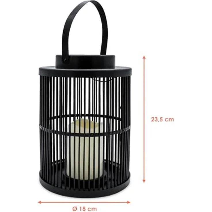 Spetebo LED Solarleuchte rund mit LED Kerze 23 x 18 cm, solarbetrieben, LED fest integriert, warm weiß, zum Aufhängen oder Hinstellen – Bild 3