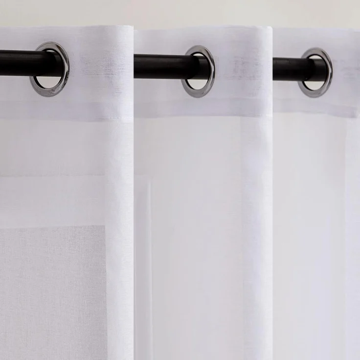 Woaboy 2er Set Voile-Vorhänge 140x225 cm Weiß mit Ösen Halbtransparent für Innenräume Schlafzimmer Wohnzimmer – Bild 2