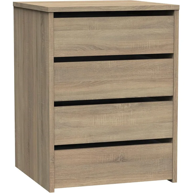 Muebles Pitarch | Kommode 4 Schubladen, Cambrian Eiche, 63,5 x 46 x 45 cm (Höhe x Breite x Tiefe), Kollektion Tibet