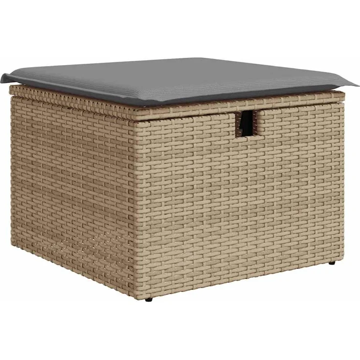 vidaXL 9-tlg. Garten-Sofagarnitur mit Kissen Beige Poly Rattan Akazie 3328102 – Bild 5