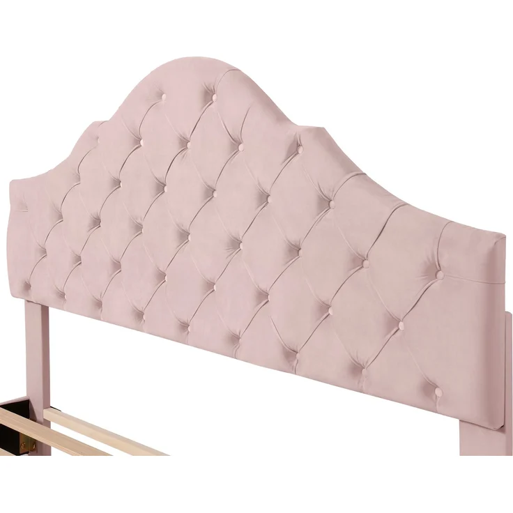 Polsterbett 203*140*118-124cm mit höhenverstellbarem Kopfteil, attenrost und Samtbezug,Rosa – Bild 10