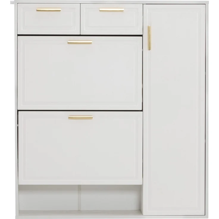 Schuhschrank, Schuhkipper mit Schubladen, Breite 95 cm, 2 Schubladen, 1 Türen, 2 Klappen, 1 offene Fächern – Bild 8