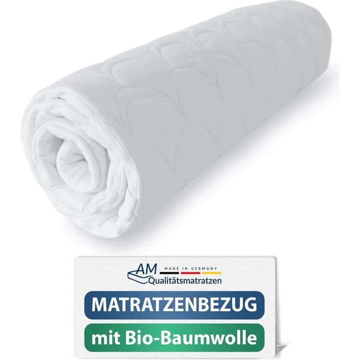 AM Qualitätsmatratzen | Hochwertiger Organic Cotton Matratzenbezug 80 x 200 x 18 cm - Ersatzbezug